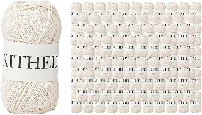 Cotton Yarn，10.5oz，526yard，3 Pack ，Soft Yarn for Crocheting and Knitting ((65) Ecru-45pack)