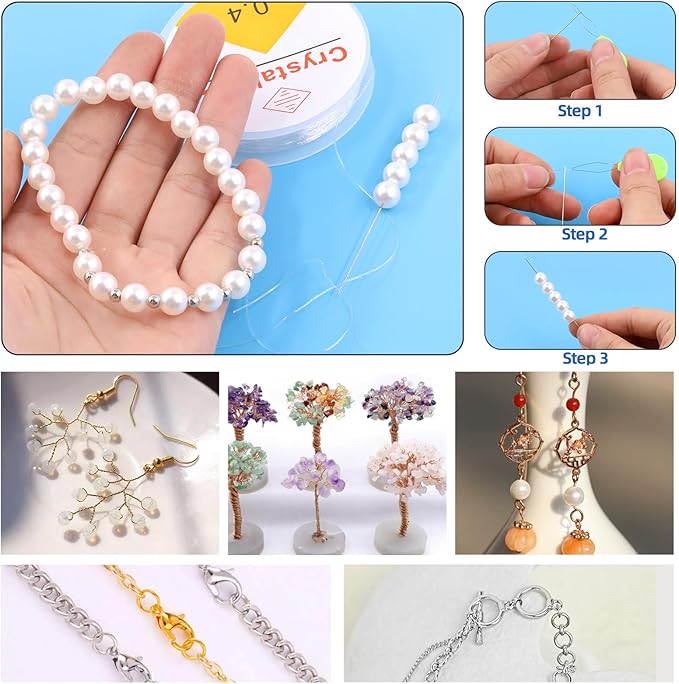 Glarks 1468Pcs Jewelry Making Supplies Kit with Pliers, Findings, Beading String for Repair, Making and Beading