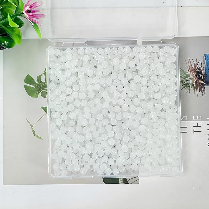 6mm Round Glass Beads for Jewelry Making, 900Pcs Glass Seed Beads for Bracelets, DIY Crafts (White)