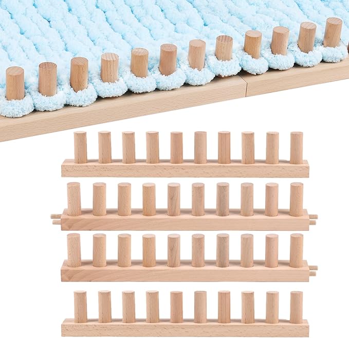 cenoz 61" Beechwood Chunky Knitting Blanket Loom Kit - Adjustable Size Hand Knitting Loom for DIY Throw Chunky Yarn Blankets Scarves Rugs, No Needles Required, Blanket Loom Gift for Beginners Starter