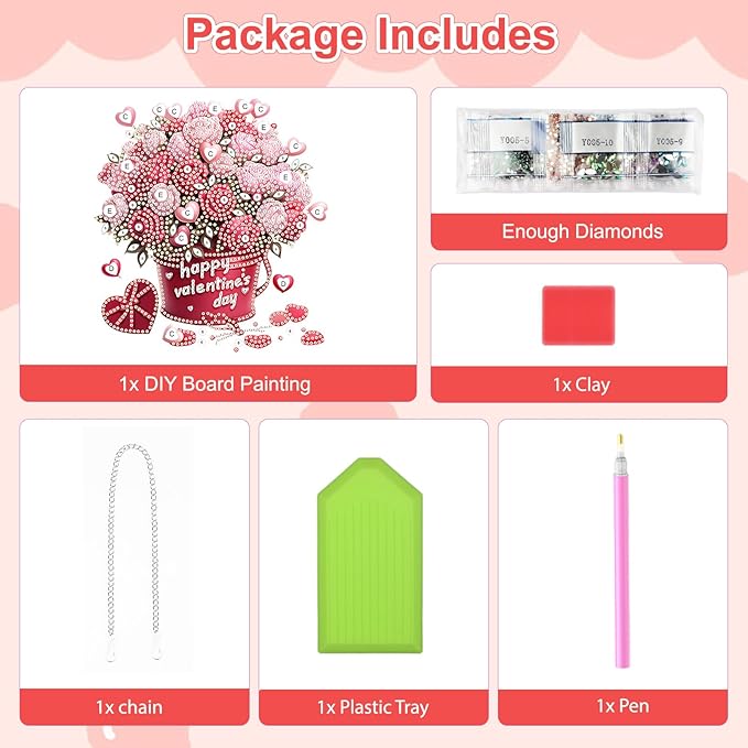 TOSTOG Diamond Art Hanging Kits for Adults, Flower Diamond Painting for Adults Window Pendant, Valentine Special Shape Diamonds Diamond Painting Hanging Pendant Kit for Wall Home Decor Gift
