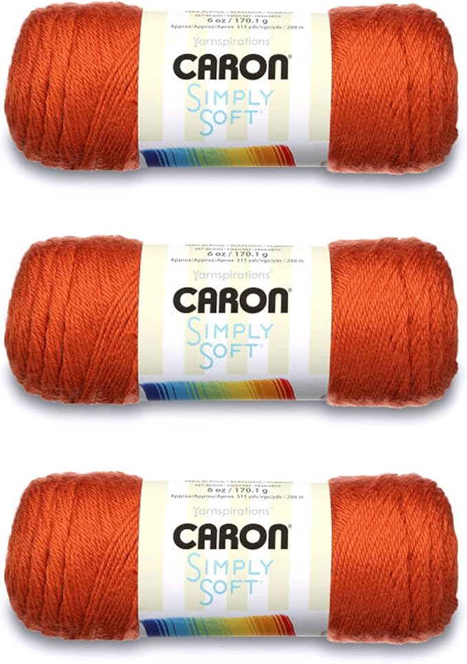 Caron Simply Soft Pumpkin Yarn - 3 Pack of 170g/6oz - Acrylic - 4 Medium (Worsted) - 315 Yards - Knitting/Crochet
