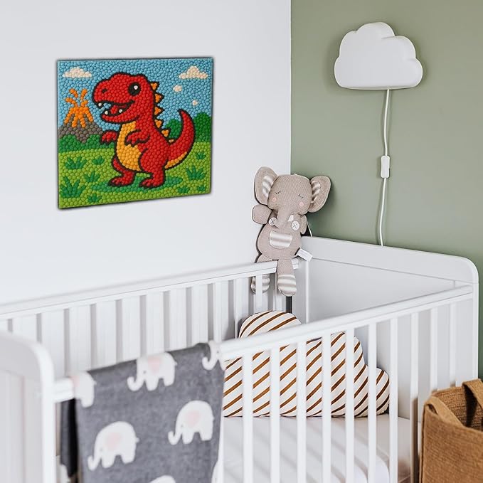 Latch Hook Kits for Kids Adults DIY Rug Tapestry Kits with Printed Canvas Embroidery Kits Festival Christmas Gifts Home Decoration (Dinosaur)