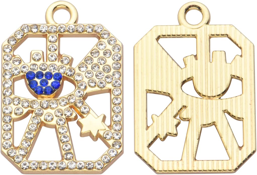 Pack of 20 Rhinestone Charms Gold Plated Pendants Pave Crystal Accessories for Necklace Bracelet Jewelry Making DIY Crafting