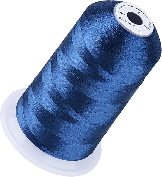 Simthread 5500Yds Embroidery Thread, 5000M High-Yardage 40WT 100% Polyester Thread – 170+ Vivid Colors, High-Speed Rated – Compatible with Brother, Singer, Janome & More - Navy Blue S067