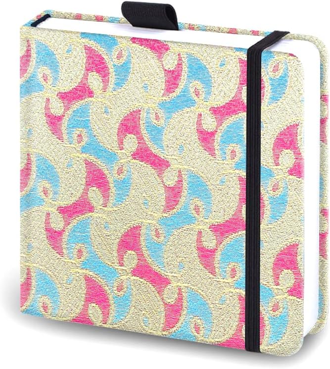 Square 5.1x 5.1"165gsm Colored pencil paint Journal Hardbound 128pgs (64Sheets Front Back Cold Pressed) Travel for Calligrapher Colored Pencil Sketch Doodles Handmade Cloth Cover Notebook. Gold Pink