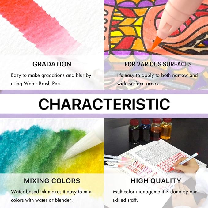 Kuretake ZIG Clean Color Real Brush, 30 colors set C, Flexible Brush Tips, Watercolor Pens for Painting, Drawing, Calligraphy and Brush Lettering for Artists, Made in Japan