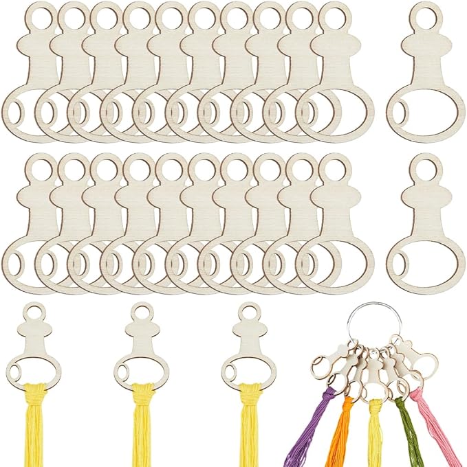 GORGECRAFT 100Pcs Oval Needlework Thread Organizer 2.4x1.4 Inch Embroidery Wood Oval Shaped Cross Stitch Bobbins Board Card Organization with Floss Ring for Crafting DIY Sewing Storage Supplies