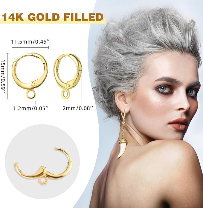 yaugkh 14k gold filled earring hooks hypoallergenic lever back huggie earwires dangle findings for jewelry making supplies