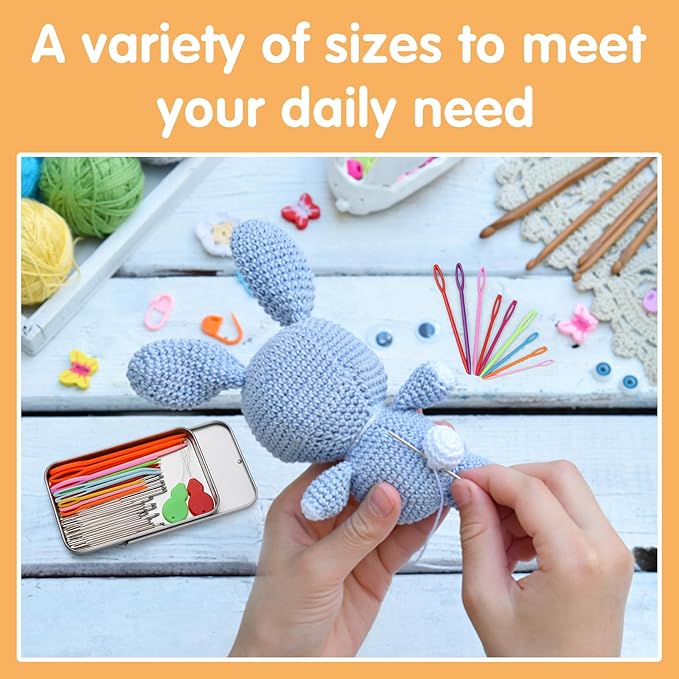 UOOU 68 PCS Large Eye Yarn Needles Set, 8 Sizes Blunt Tapestry Needles for Yarn, Sewing Needle Large Eye for Crochet, Weaving Needle for Knitting and Sewing