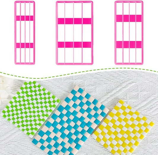 Xaekicr 3PCS Woven Texture Polymer Clay Cutters for Earrings – Clay Cutters Set for DIY Jewelry Making, Geometric Grid Polymer Clay Molds, Clay Tools for Artists and Beginners