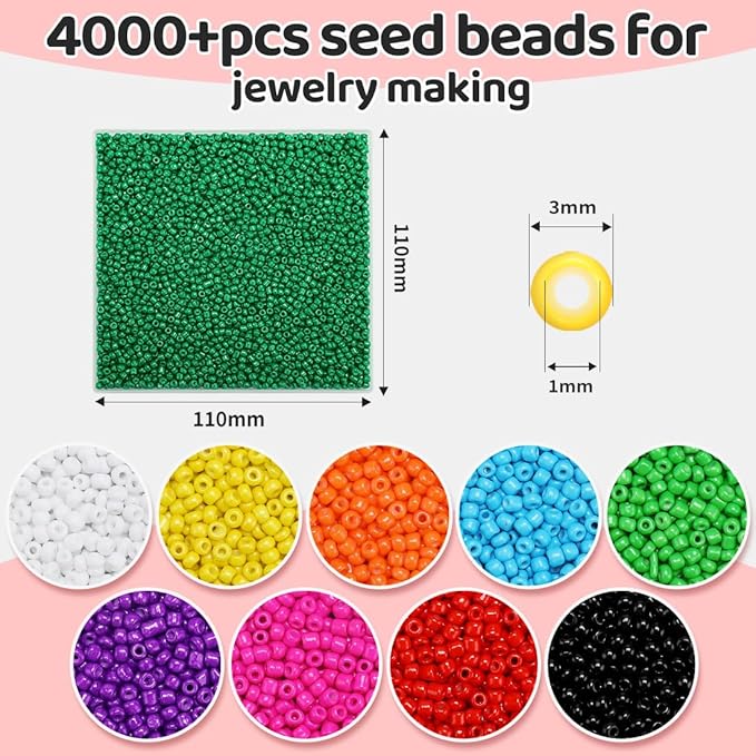 IOOLEEM Christmas Green Glass Beads, 4000+pcs 3mm, Ideal for Jewelry & Bracelets
