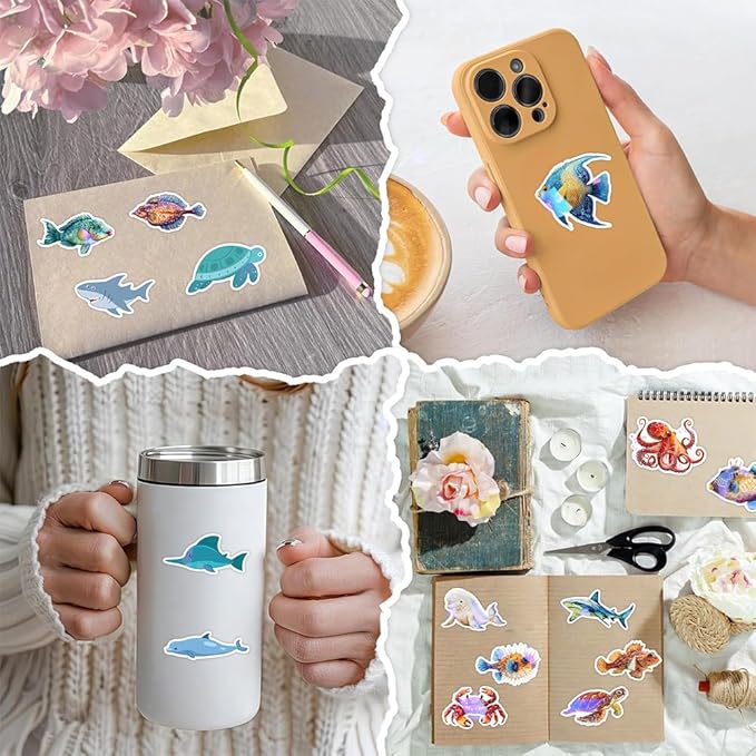 cute stickers bulk for kids,girls,boys,teens adult water bottle laptop, phone (ocean animal stickers)