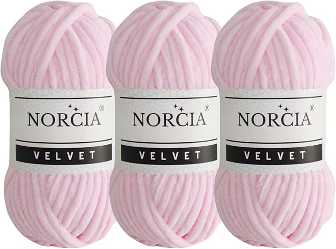 Soft Velvet Yarn Chenille Yarn for Crocheting Super Bulky 3x100g (3x75 yds) Baby Blanket Yarn for Knitting Amigurumi Yarn for Crochet Weaving Craft (Baby Pink, 3 Skeins)