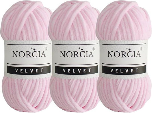 Soft Velvet Yarn Chenille Yarn for Crocheting Super Bulky 3x100g (3x75 yds) Baby Blanket Yarn for Knitting Amigurumi Yarn for Crochet Weaving Craft (Baby Pink, 3 Skeins)