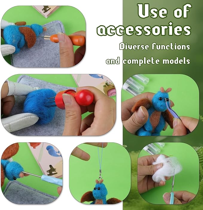 Needle Felting Kit for Beginners, Wool Roving 40 Rolls, Felting Needles, Needle Felting Tools Kit with Spiral, Cone, Triangle Felting Needles,Wool Felting Pad, Felting Supplies