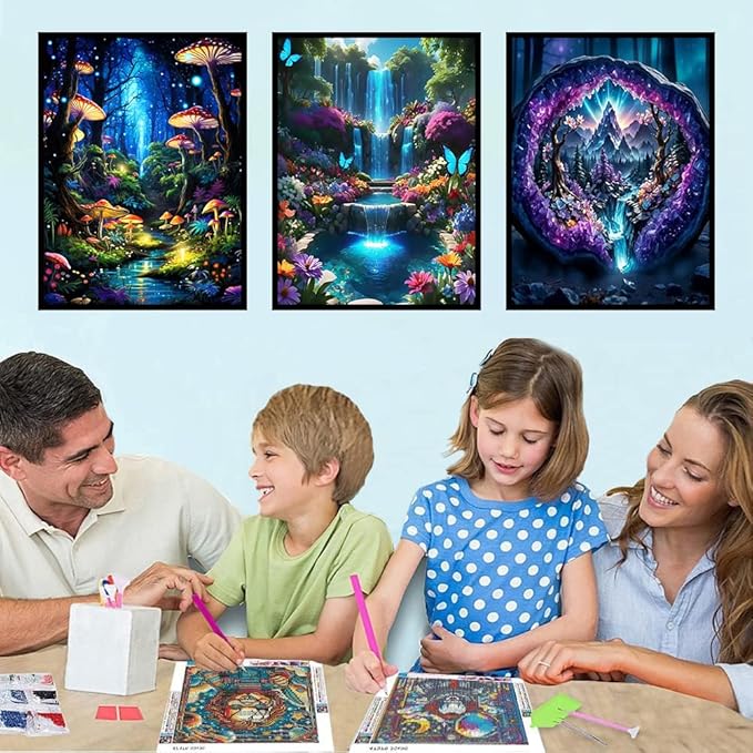 9 Pack Diamond Art Kits for Adults, Landscape Diamond Painting Kits for Adults, 5D DIY Round Drill Gem Art Paint With Diamonds Dots Crafts Ste for Home Decor Gift 12x16in (Beach, Starry Sky, Forest)