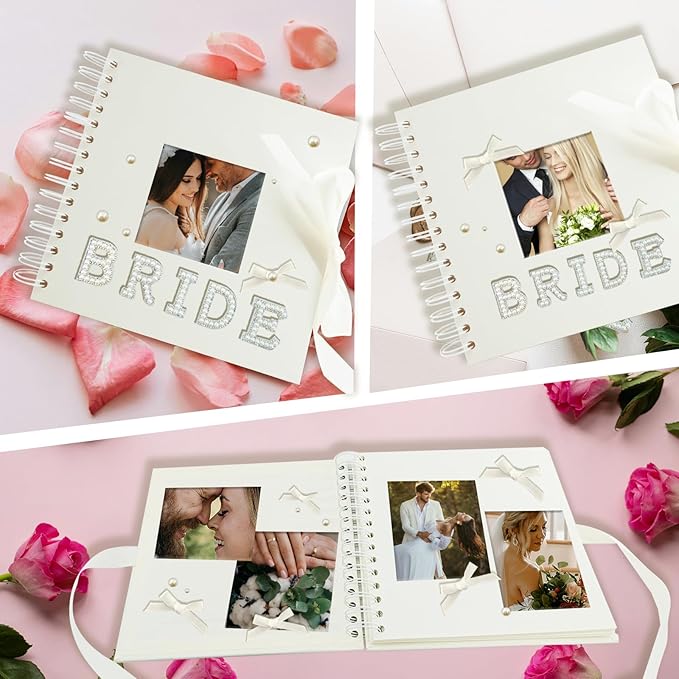 8 x 8 Inch Wedding Scrapbook,Letters To The Bride Scrapbook, Photo Album Includes (photo album, letter stickers, bows, nano glue, letter and number sticker, and pearl stickers)