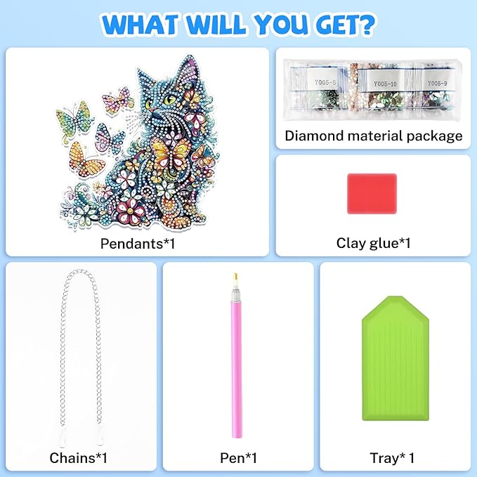 Bowetile Colorful Cat Diamond Art Hanging Kits for Adults, 5D Special Shape Diamond Painting Cats Window Pendant Kits, Animal Gem Art Suncatchers Ornament for Home Garden Wall Decor