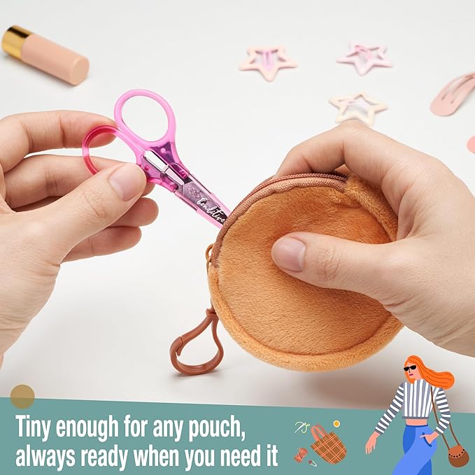 Beaditive Mini Craft Scissors Set (2-pc) - Portable 3.25" Small Detail Scissors with Fine Tip for Embroidery, Knitting & Paper Cutting - Ultra-Sharp with Protective Cap (Jelly Colors)