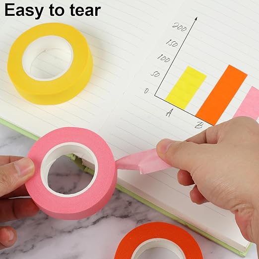 Guirnd 12PCS Colored Masking Tape, Arts & Crafts Supplies Colored Tape for Kids, Color Painters Tape Rolls 1.7cm x 18m (2/3In x 19.5Yards)
