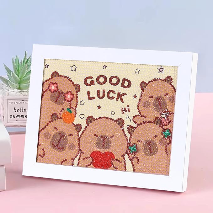 Mangpung Capybara Diamond Art Kits for Beginners, Capybara Diamond DIY Painting Kits, Full Drill Diamond Dots Paintings, Paint with Diamonds Pictures Art Painting DIY Crafts Kit Gift for DIY Lovers