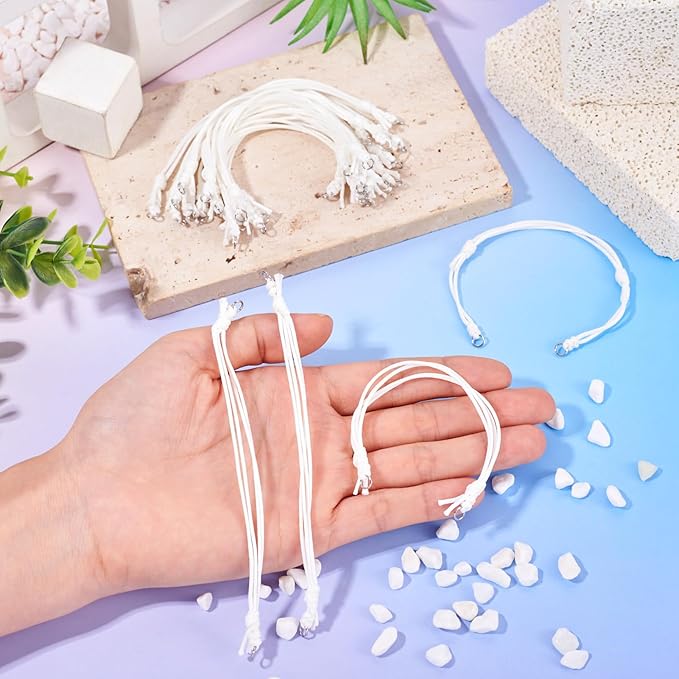 KISSITTY 20pcs Adjustable Bracelet Cords for Connector Charms Waxed Polyester Thread Cord Simple Color Half Finished Bracelet for Friendship Bracelets Jewelry Making
