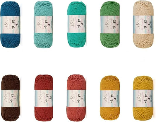 Susan’s Family 4‑Ply Yarn Combo 10 Packs – 60% Cotton 40% Acrylic Yarn for Knitting & Crochet, DIY Scarf & Blanket Pattern & Video Tutorials, Handmade Gift - Color Master (14#Glazed Tile)