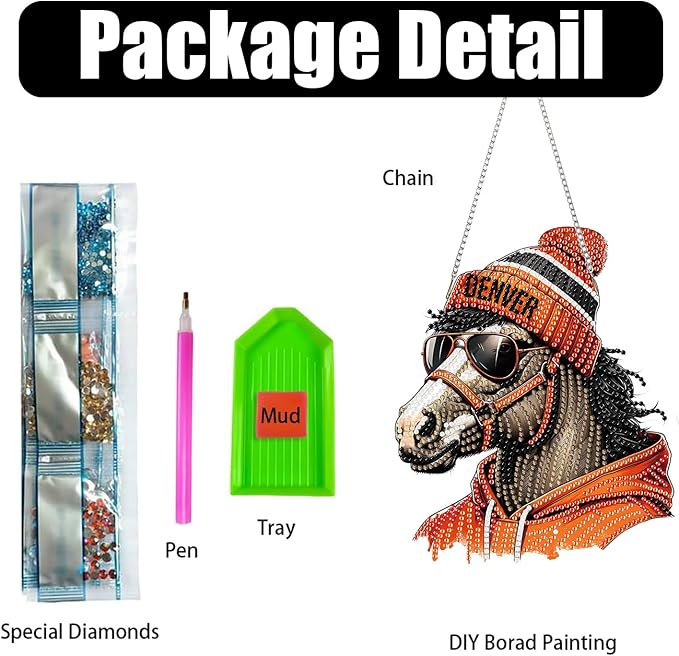 DIY Diamond Art Hanging Kit for Adult,Acrylic Diamond Art Painting Window Pendants Home Garden Wall Hanging Kits Hanging Ornament,Football Style (Denver Orange)