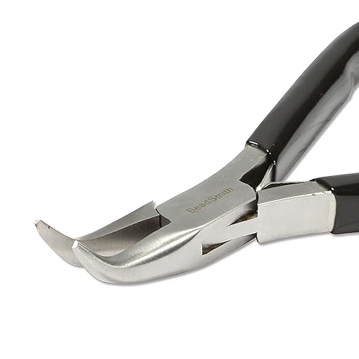 The Beadsmith Bent Chain Nose Pliers – Extra Fine Tips – 4.5 inches (114mm) – PVC Grip Handle with Double Leaf Springs – Jewelry Making Tool for Creating Bracelets, Earrings and Necklaces
