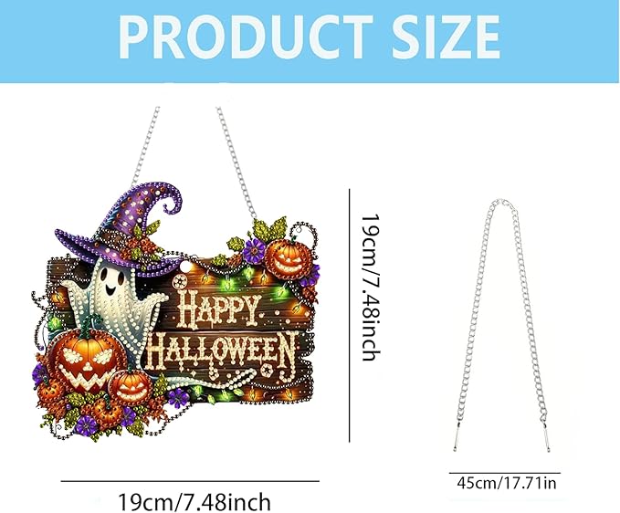 AIBOERL Diamond Art Hanging Kit for Adult,Special Shaped Rhinestone,Double Sided 5D DIY Acrylic Diamond Art Painting Window Pendants Home Garden Wall Hanging Kits Hanging Ornament (Halloween)
