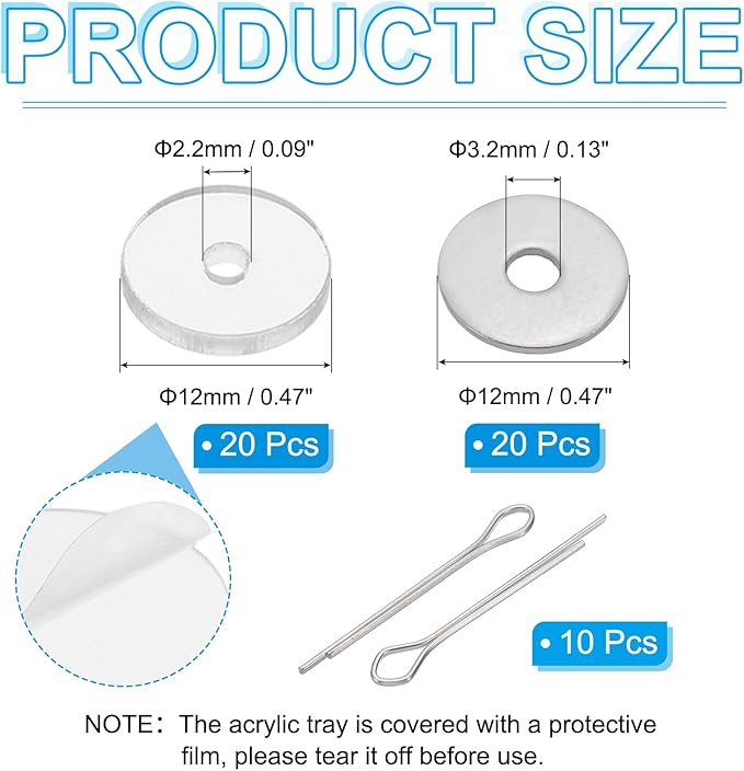 PATIKIL 12mm Doll Joints, 10 Set Removable Cotter Pin Joints Connector and Acrylic Tray for Bear Limbs Making Head Joints DIY Crafts Accessories