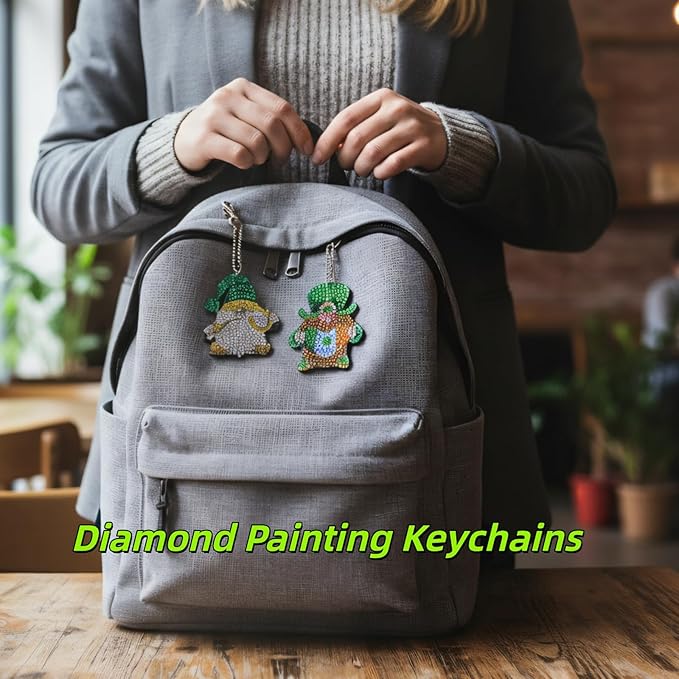 Gnomes Diamond Art Kits Ornaments for Adults 12 Pcs 5D DIY Diamond Painting Keychain Kits Gifts for Girls Boys Women Men