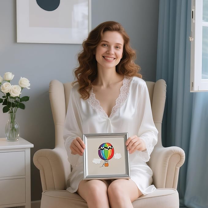 lx lermx embroidery kits for beginners, adult starter cross stitch kit needlepoint complete diy kit with unique patterns, hoop, colorful threads, tools, step by step instructions & video tutorial