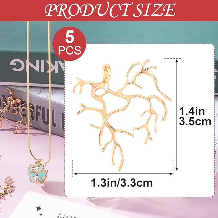 Branch Shape Blanks, Adjustable Claw Pendant Trays, Hypoallergenic Brass Branch Prong Pendant Bezels for Jewelry Making Bracelet Earrings Necklace DIY Crafts