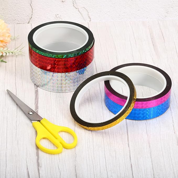 PATIKIL Prism Tape 1 Inch x 55 Yards, Holographic Metalized Reflective Adhesive for Detailing Accent Wall Decor Art, Silver
