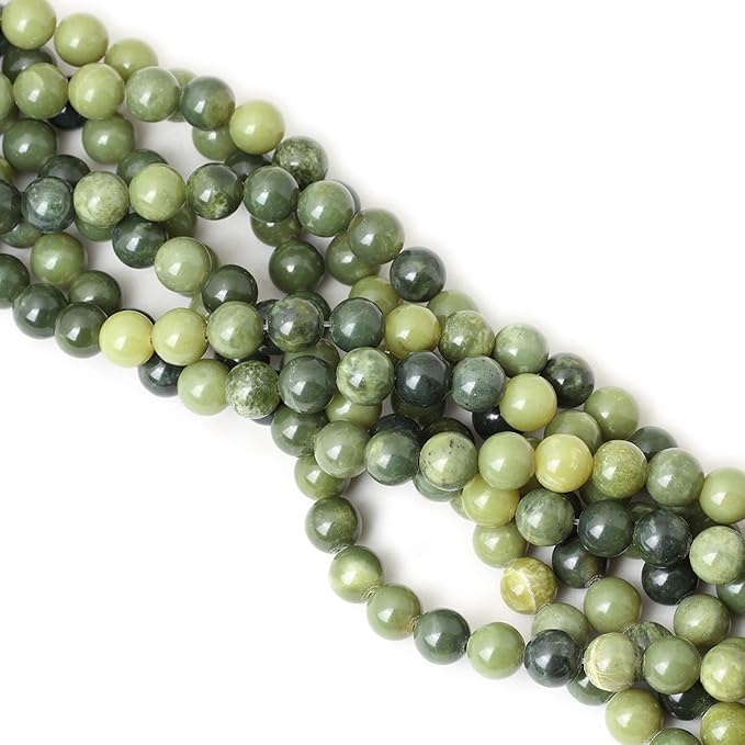 cheavian 35pcs 10mm natural canadian jade gemstone round loose beads stone beads for jewelry making diy 1 strand 15"