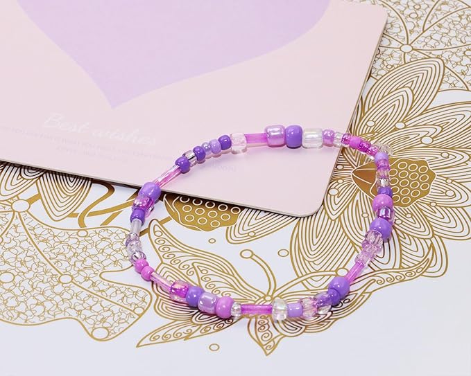 Mixed Craft Beads 1000Pcs/20g Glass Seed Tube Bugle 1.5-4.5mm Small Loose Spacer for DIY Bracelets Necklace Earring Jewelry Making (Purple)
