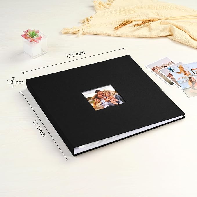 Mublalbum 12x12 Inch DIY Scrapbook Photo Album with 20 Plastic Sleeves 40 Pages Linen Cover 3 Ring Folder Binder for Wedding Baby Family and DIY Projects (Black)