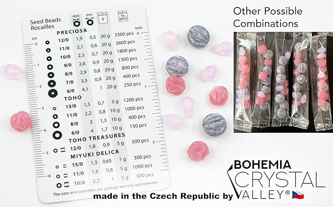 Bracelet Making kit with Czech Glass Beads & TOHO Japanese Rocailles, 2pc Memory Wire and crimps for begginers - Easy & Fast to do (Butterflies Purple Pink)