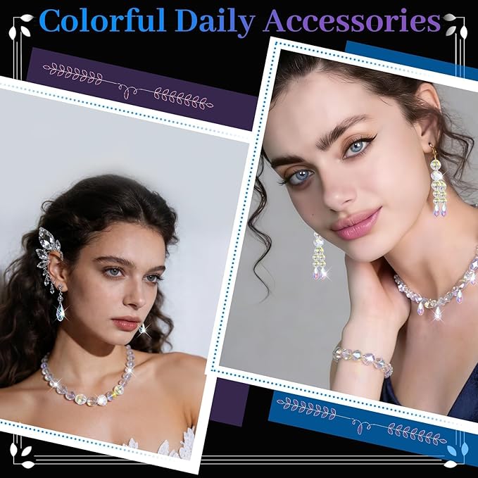 2836 Pcs Glass Beads for Jewelry Making – High Shine, Faceted Cut Design Crystal Beads, DIY Bracelet Necklace Earring Craft Kit with Organizer Box for Valentine's Day Birthday Gifts, AB Color