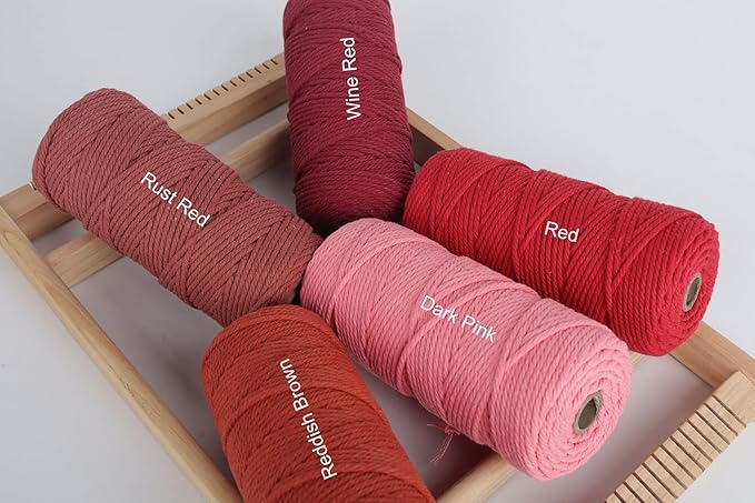 Macrame Cord 3mm 220yards (200 Meters) Red Macrame Supplies Macrame Yarn, Colored Cotton Rope, Colored Cord for DIY