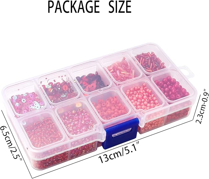 Assorted Bead for Jewelry Making, Glass Seed Bugle Tube Beads Loose Sequins Multiple Sizes for Crafts Sewing Jewelry Making
