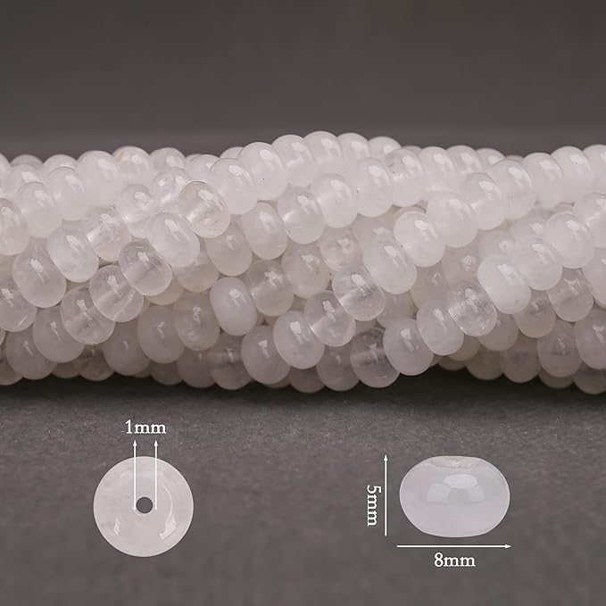 2 Strands (150PCs) Clear Crystal Quartz Rondelle Beads, 5 * 8mm Gemstone Loose Spacer Abacus Disk Beads for DIY Bracelet Necklace Earrings Jewelry Making, Craft Supplies Beading Kit