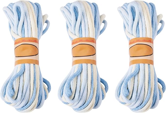 98.46 Feet Light Blue 3mm Macrame Cord Twisted Soft Macrame Rope Segment Dyed Decorative Cord Sewing Twine Craft Thread for DIY Crafts Knitting Plant Hangers Christmas Wedding Decoration