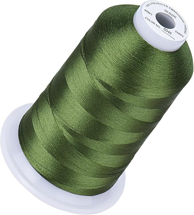 Simthread 5500Yds Embroidery Thread, 5000M High-Yardage 40WT 100% Polyester Thread – 170+ Vivid Colors, High-Speed Rated – Compatible with Brother, Singer, Janome & More - Avocado S046
