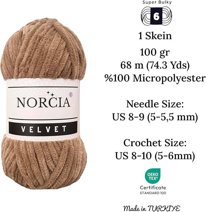 Soft Velvet Yarn Chenille for Crocheting Super Bulky 100g (74.3 yds) Baby Blanket Yarn for Knitting Amigurumi