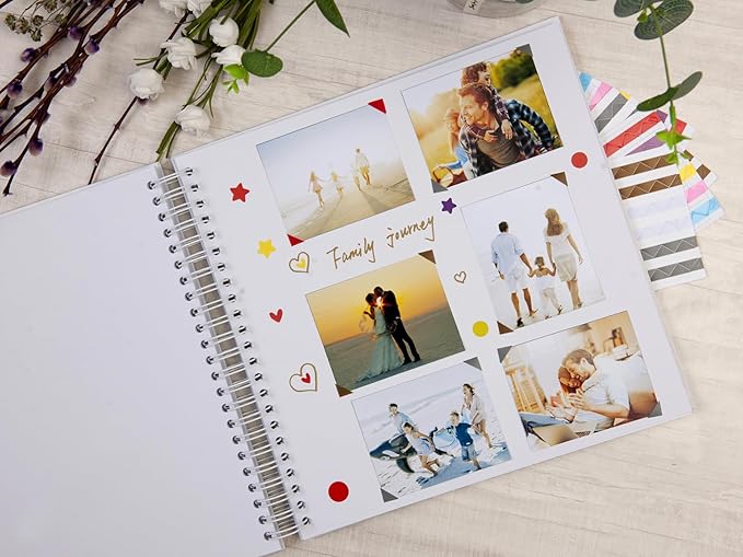 potricher 12 x 12 Inch Large DIY Scrapbook Photo Album 80 Pages Thick Kraft Blank White Paper Memory Book for Wedding and Anniversary Family (White, 12 Inch)