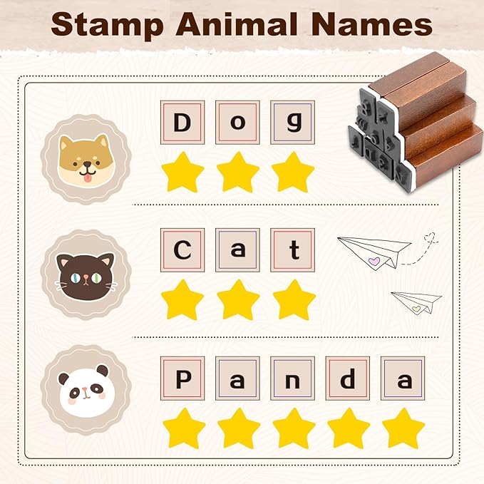 UCEC 70pcs Alphabet Stamps for Clay, Rubber Letter Stamps for Crafting, Wooden Letter Number and Symbol Stamp Set for Scrapbooking Supplies DIY Craft Card Making