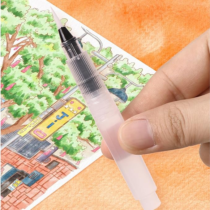 RGBMIX Watercolor Coloring Book for Adults Stress Relief Foldable Painting Pad with 24-Color Paint (Animals)